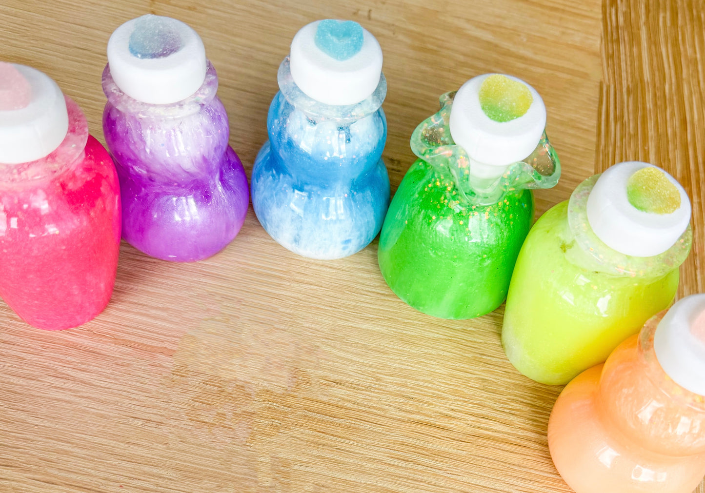 Rainbow Potion Bottles with Matching Lids