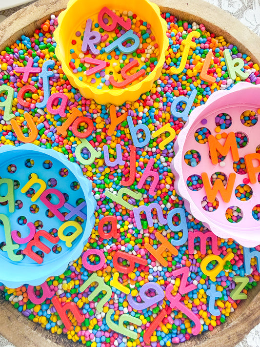 Scalloped Sorting Sieves for messy play