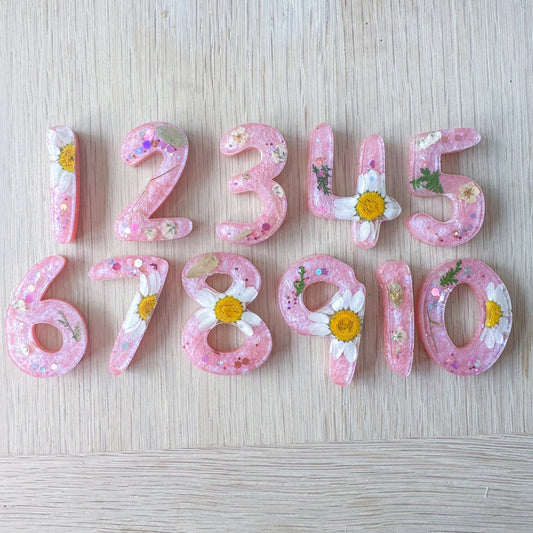 Child Friendly Floral Resin Numbers