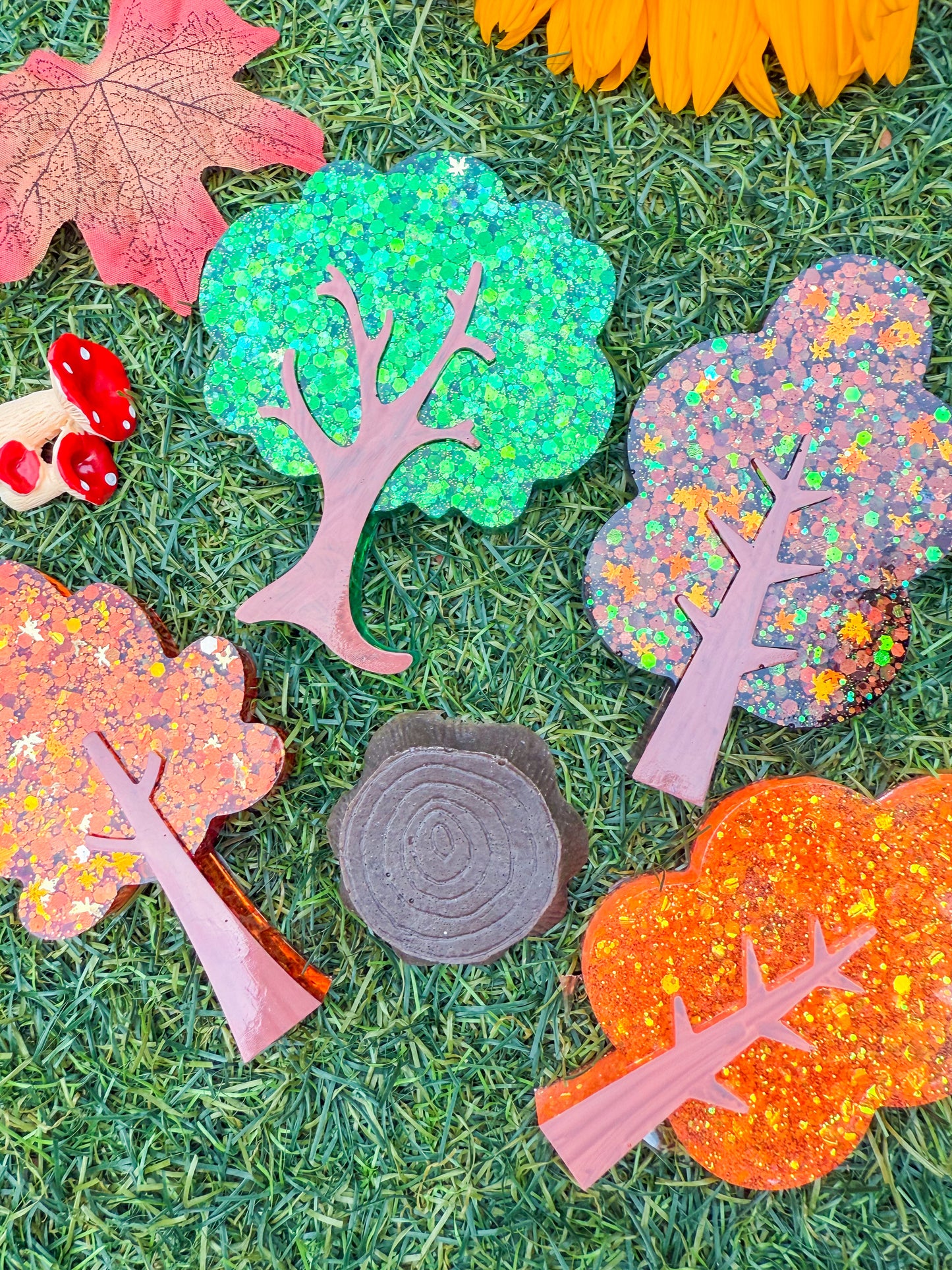 Autumn Glittering Chunky Trees