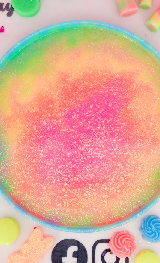 Large round neon rainbow tray