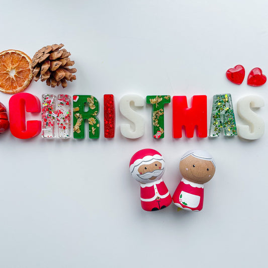 Christmas Traditional Topic Word, resin, glitter, sensory, play, learning, preschool, nursery, children, toddler, childminder, winter