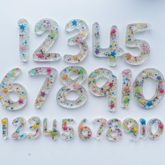 Child Friendly Rainbow Sprinkle Resin Numbers 1-10 XL Regular Size