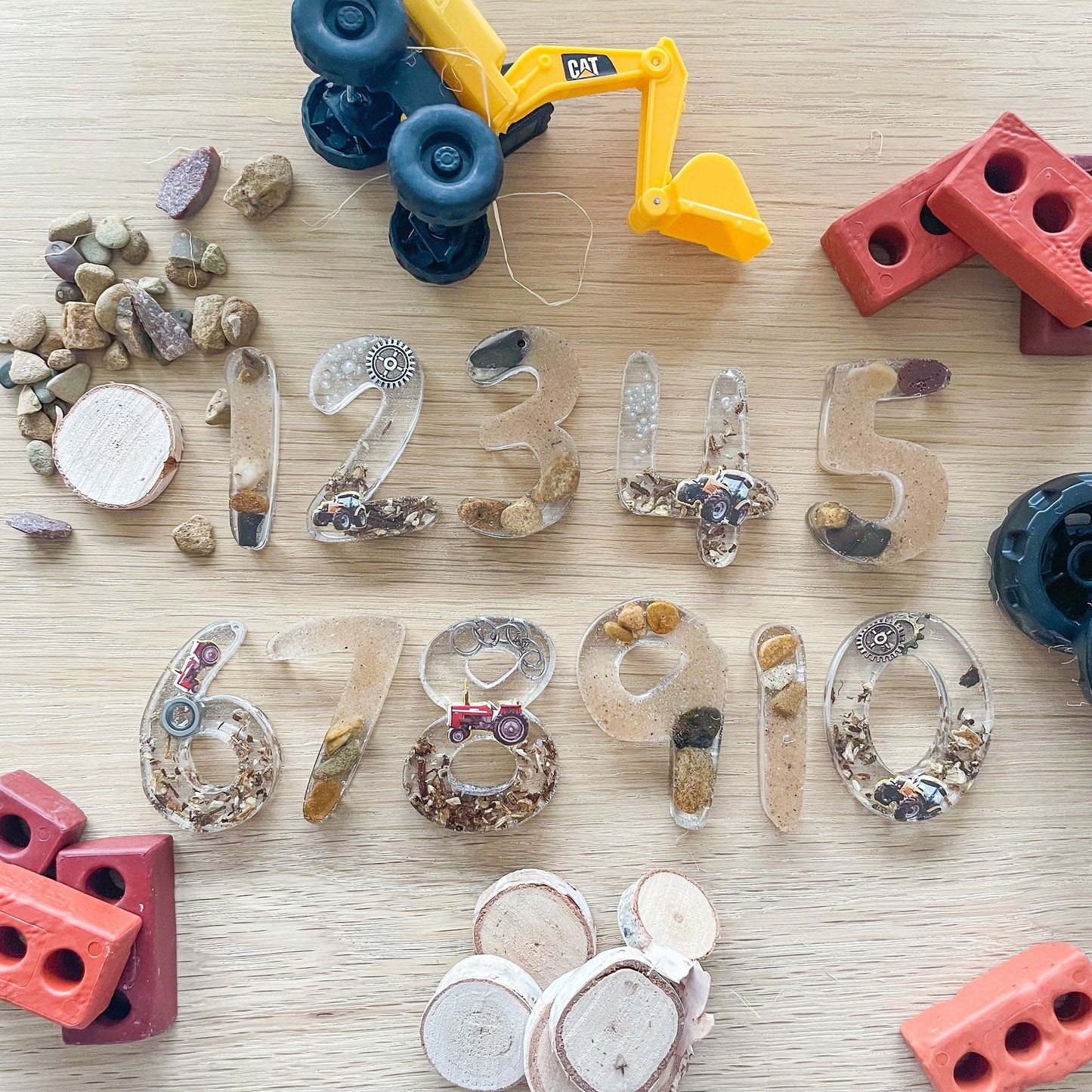 Construction Themed Resin Numbers 1-10 XL or Regular size