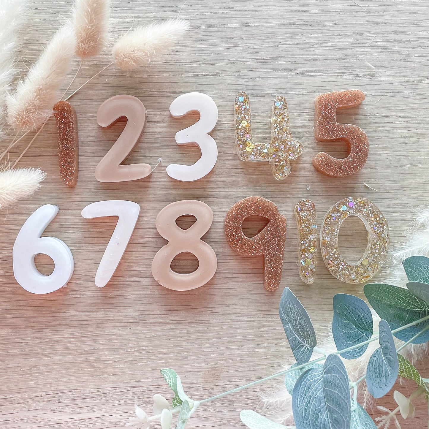 Neutral Boho Themed Resin Numbers 1-10 XL or Regular size