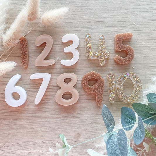 Neutral Boho Themed Resin Numbers 1-10 XL or Regular size