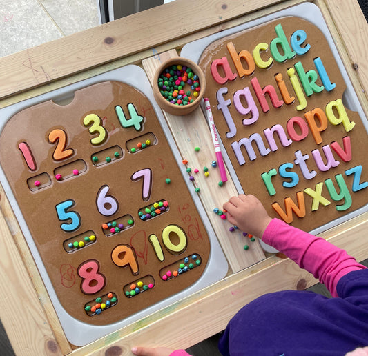 Plain White or Natural Alphabet and Number Trays for Flisat Table, literacy maths phonics reading writing counting