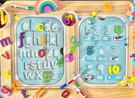 White Customised Number Trays for Flisat Table, literacy maths phonics reading writing counting