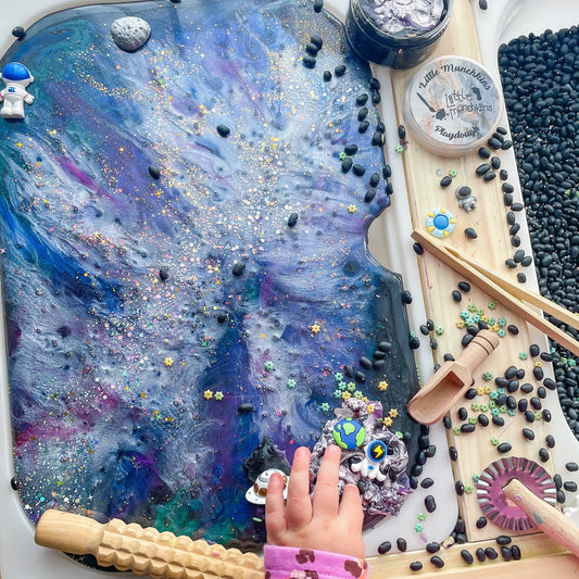 Galaxy Themed Trofast Resin for Flisat Table, Space, Milky Way, Astronaut, Sensory Play Messy Toy Imaginative Small World