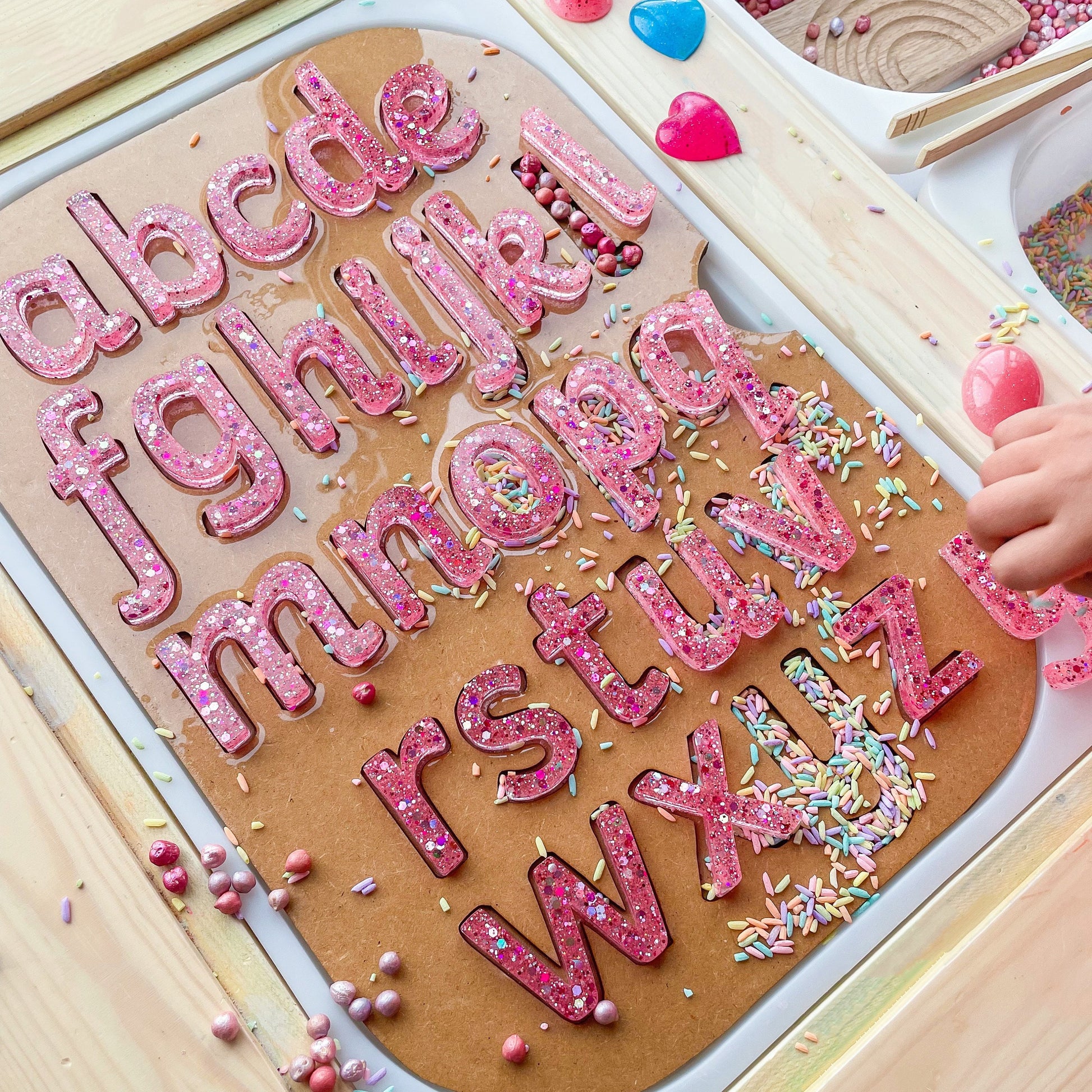 Plain White or Natural Alphabet and Number Trays for Flisat Table, literacy maths phonics reading writing counting