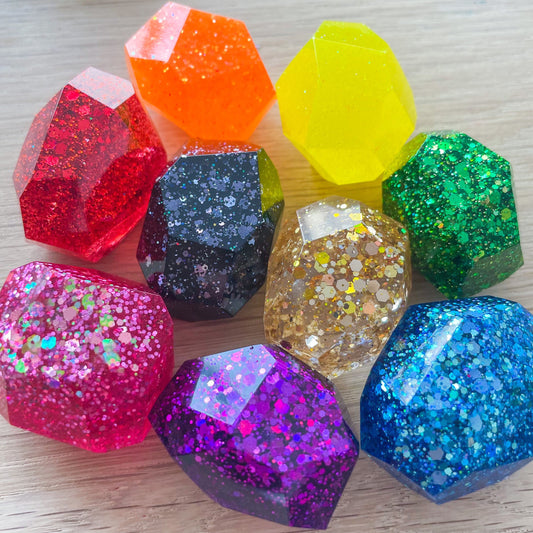 Bright Rainbow Glitter Themed Chunky Sensory Gems