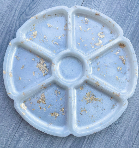 Large White and Gold Flake Open Ended sensory tinker tray