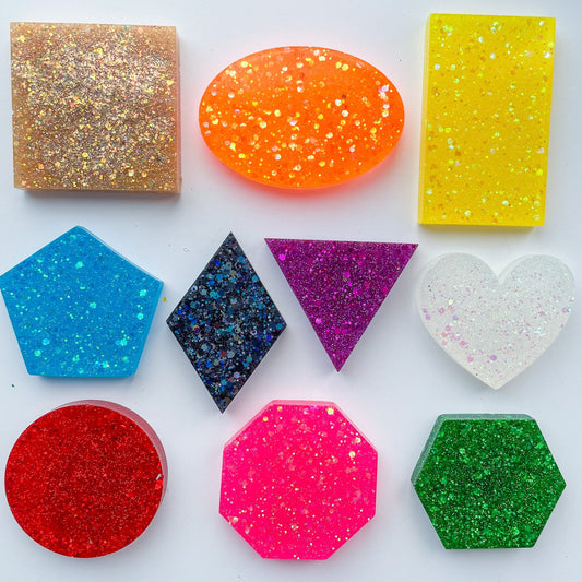 Glitter Rainbow Sensory Resin Shapes