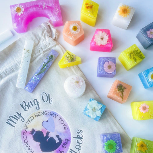 Flower Themed Glitter Pastel Building Blocks