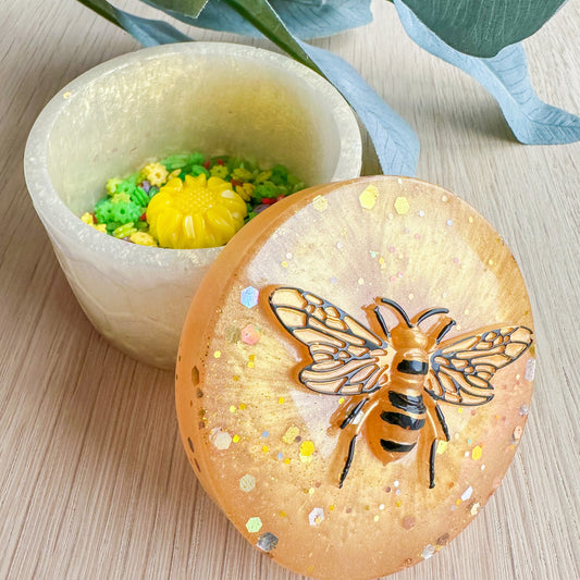 Large Honeycomb Bumble Bee Trinket Jar