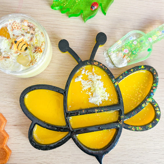 Bumble bee themed sensory tray