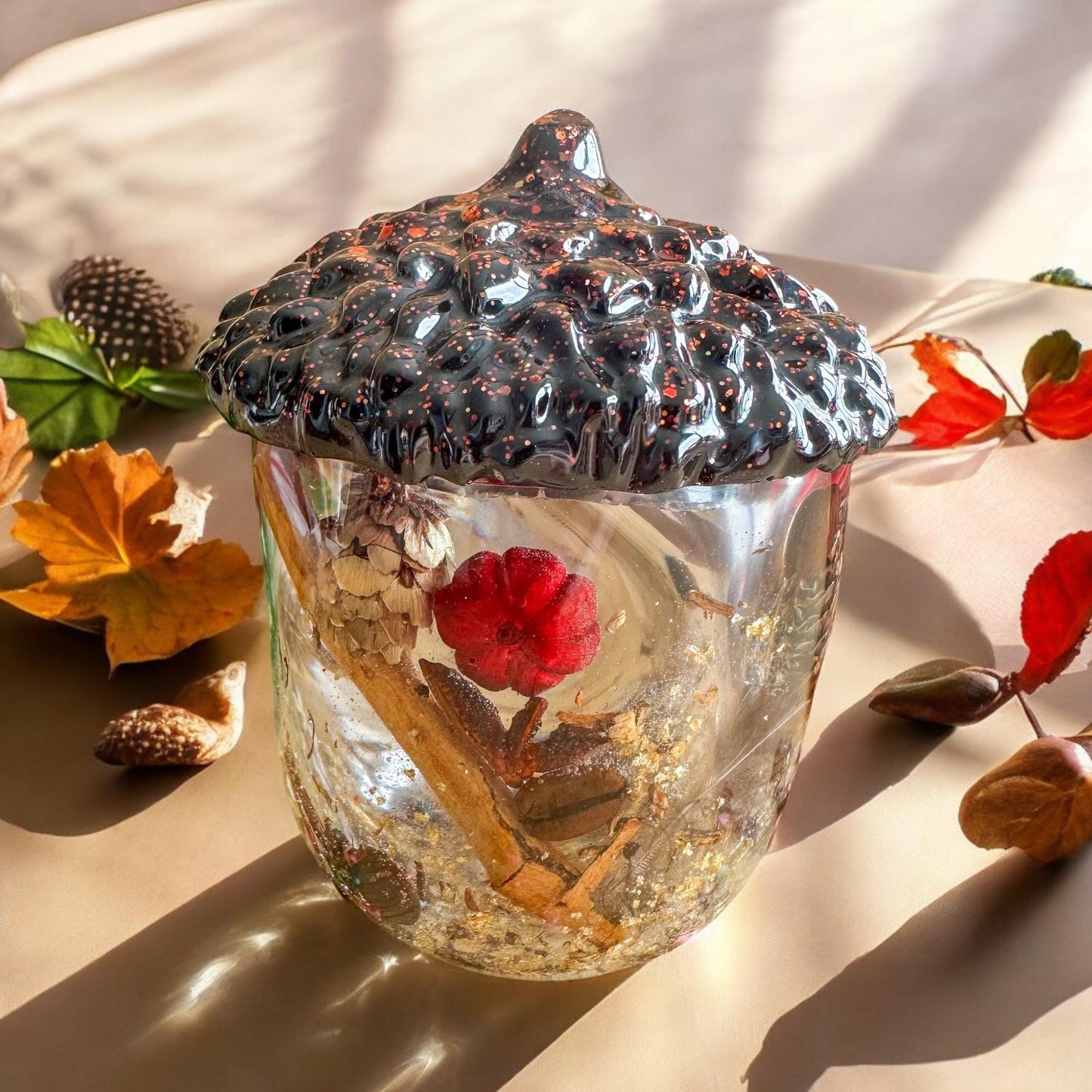 Large Autumnal Acorn Trinket Jar Set