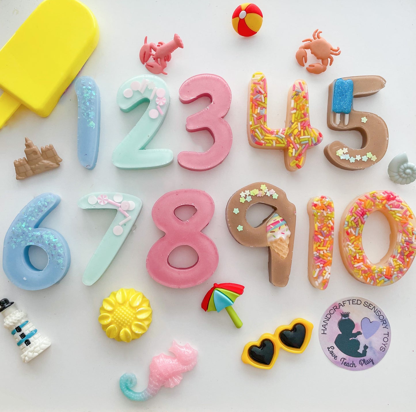 Child Friendly Rainbow Resin Numbers 1-10 XL and Regular Size