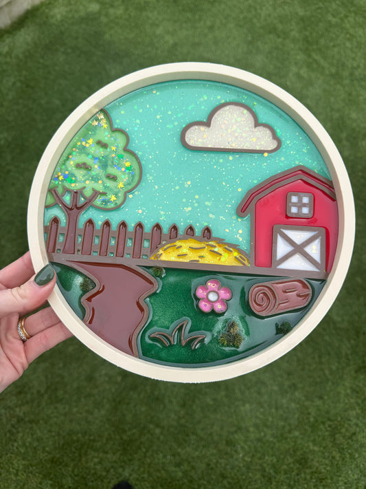 Little Barnyard Scene Sensory Tray