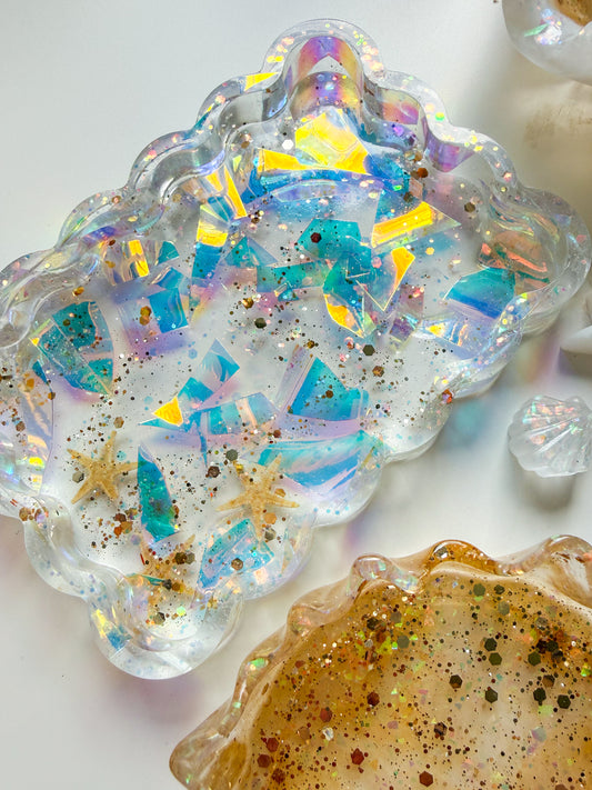 Iridescent Wavy Sea Glass Tray