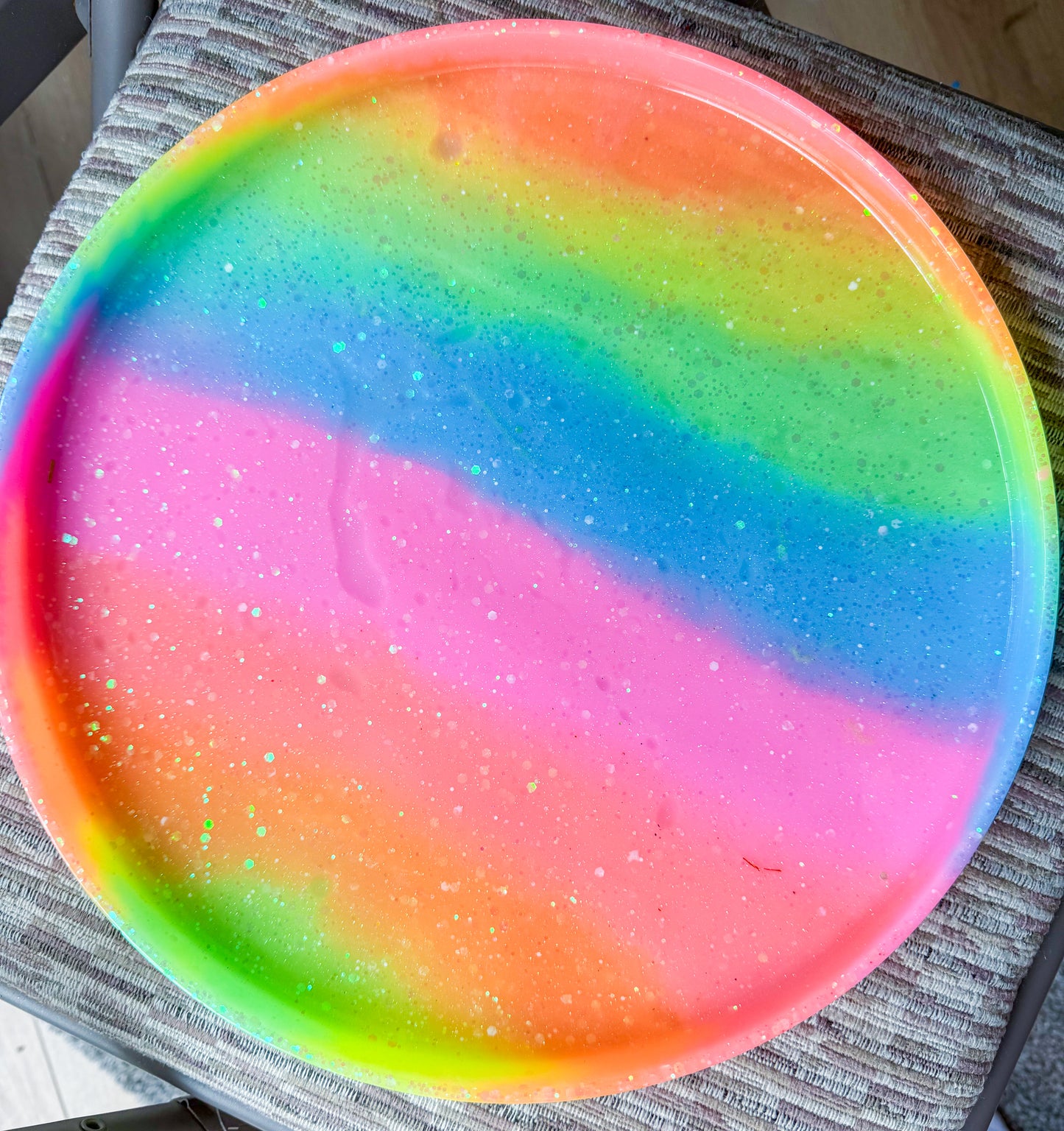 Large round neon rainbow tray