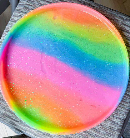 Large round neon rainbow tray
