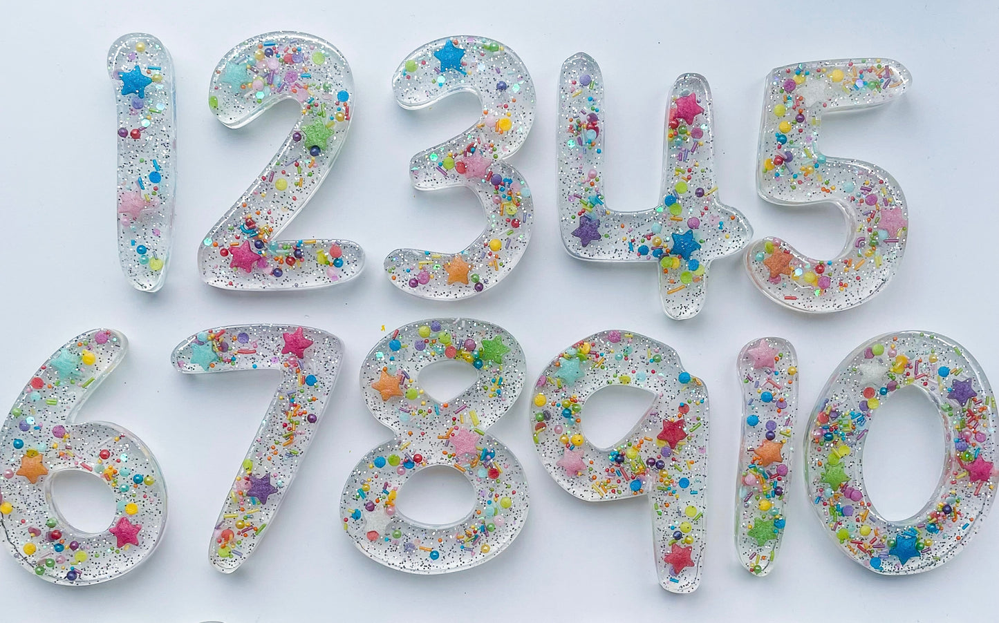 Child Friendly Rainbow Resin Numbers 1-10 XL and Regular Size